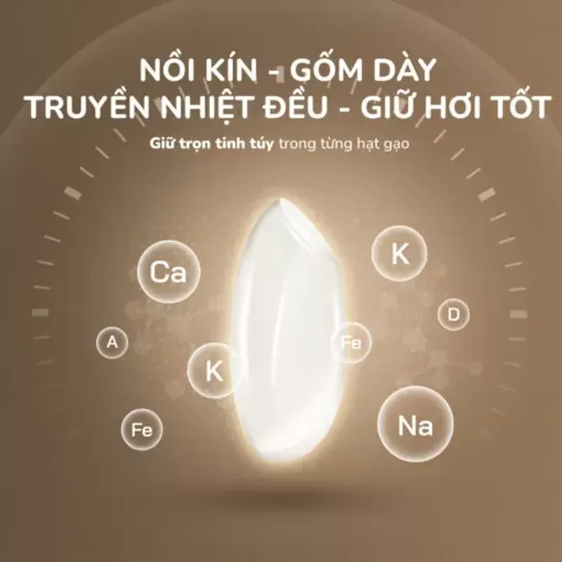 Nồi Cơm Điện Lòng Gốm Tự Nhiên UNIE URC815 574501
