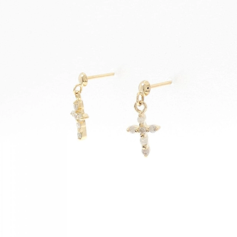 K18YG Bông tai kim cương hình chữ thập - Hàng hiệu Chính hãng 868872