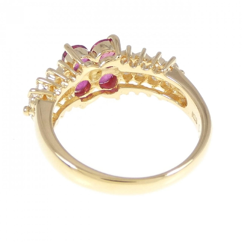 Nhẫn ruby K18YG hoa 0.70CT 671572