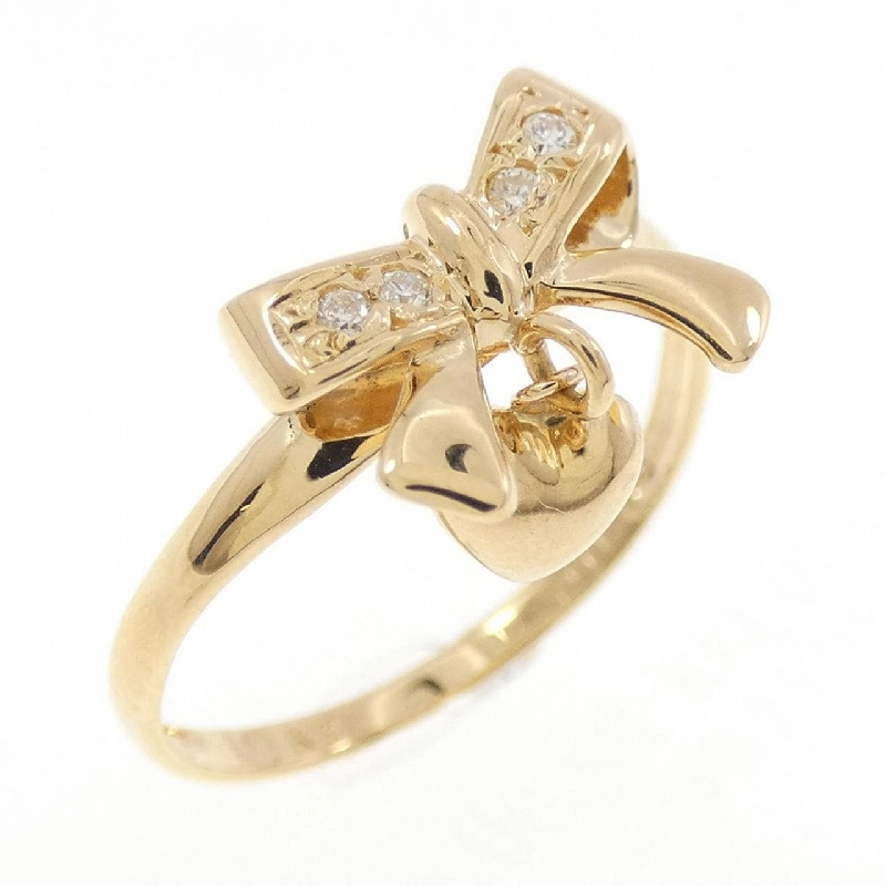 Nhẫn kim cương hình ruy băng × trái tim K18YG 0.03CT - Hàng hiệu Authentic 854577