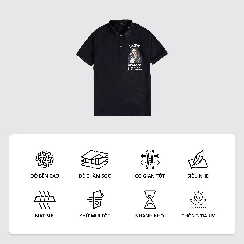 Áo polo tay lỡ Unisex Macuzz cổ tròn, phong cách Unisex, form oversize 8874