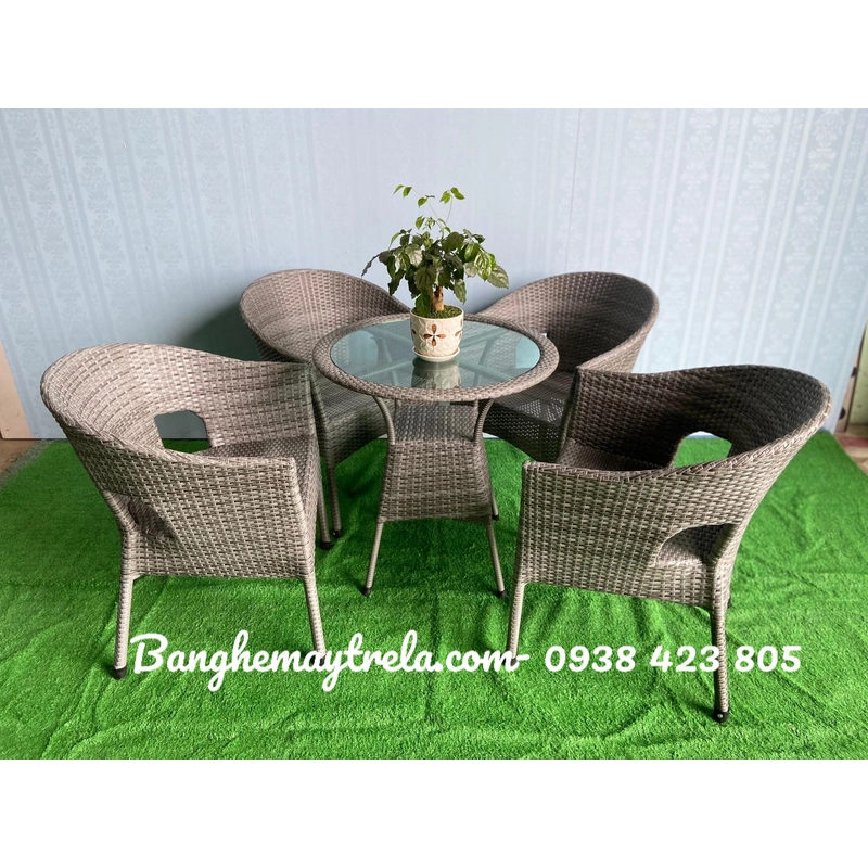 Bộ bàn ghế cafe mây nhựa giá rẻ 530930