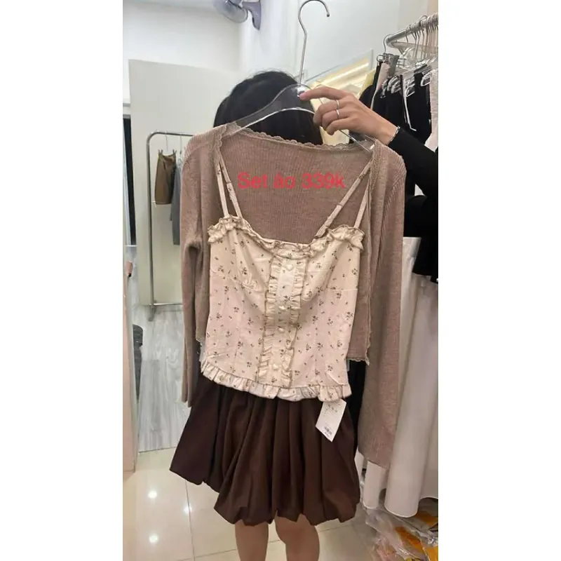 Sét áo 2 dây hoa nhí viền bèo 598712