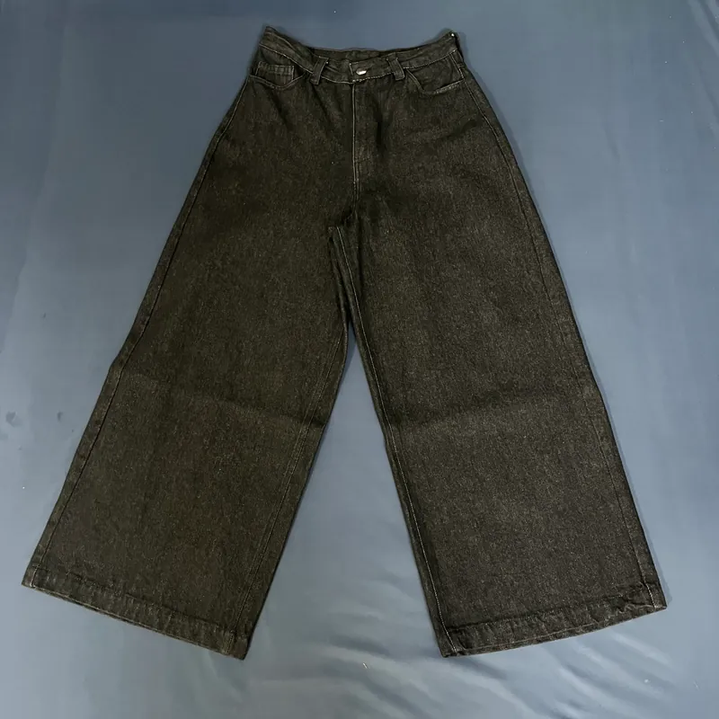 Quần Raw Denim đen ống rộng 578162