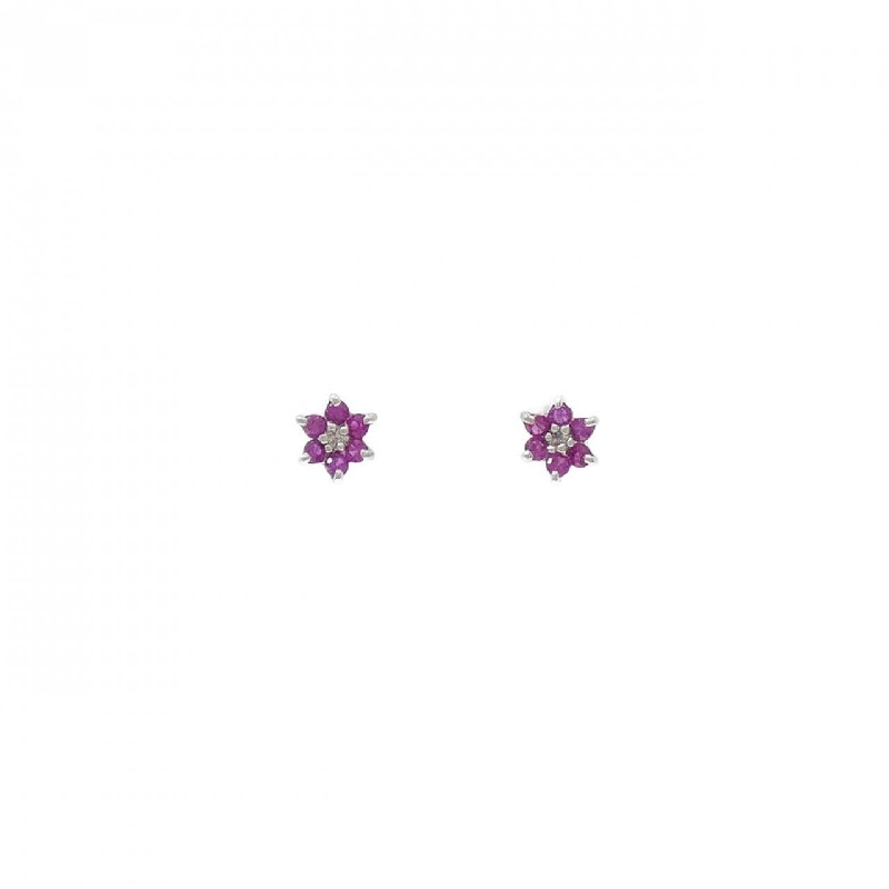 Bông tai Ruby K18WG Hoa 0.20CT - Hàng hiệu Chính hãng 870307