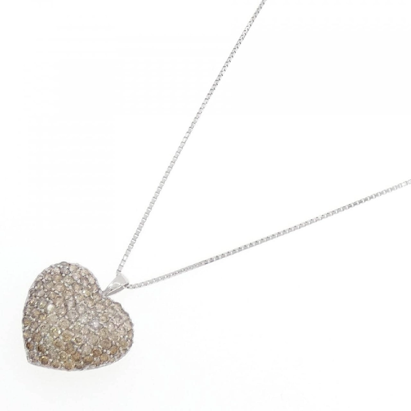 K18WG Pave Heart Diamond Necklace 3.25CT - Hàng hiệu Authentic 862688