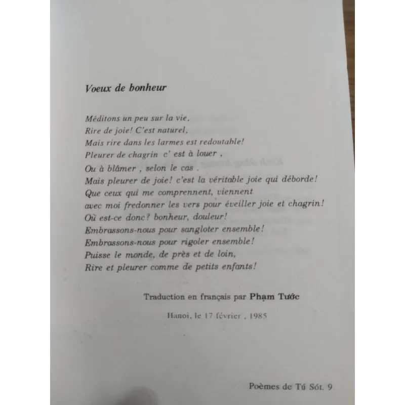 tập thơ song ngữ Việt - Pháp có tiêu đề "Cánh thời gian" (tựa tiếng Pháp: AILES DU TEMPS) 958380