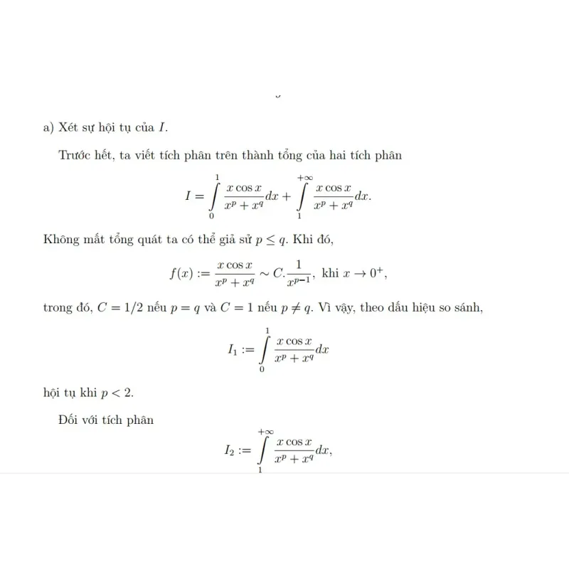 Lý thuyết tích phân suy rộng đầu đủ - Tài liệu học tập Giải Tích 1 ĐH Bách Khoa TP HCM 934155
