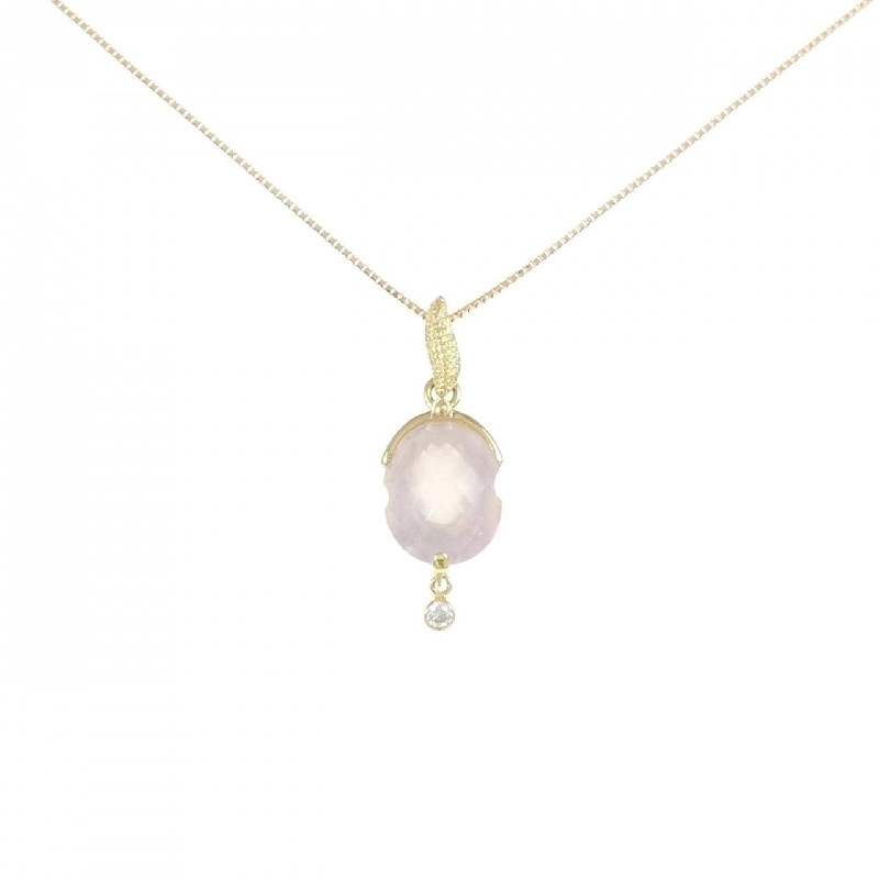 K18YG Dây chuyền đá hồng quartz 3.46CT - Hàng hiệu Authentic 860782
