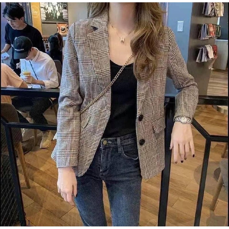 Áo blazer dạ kẻ tỷ năm không lỗi mode 49441