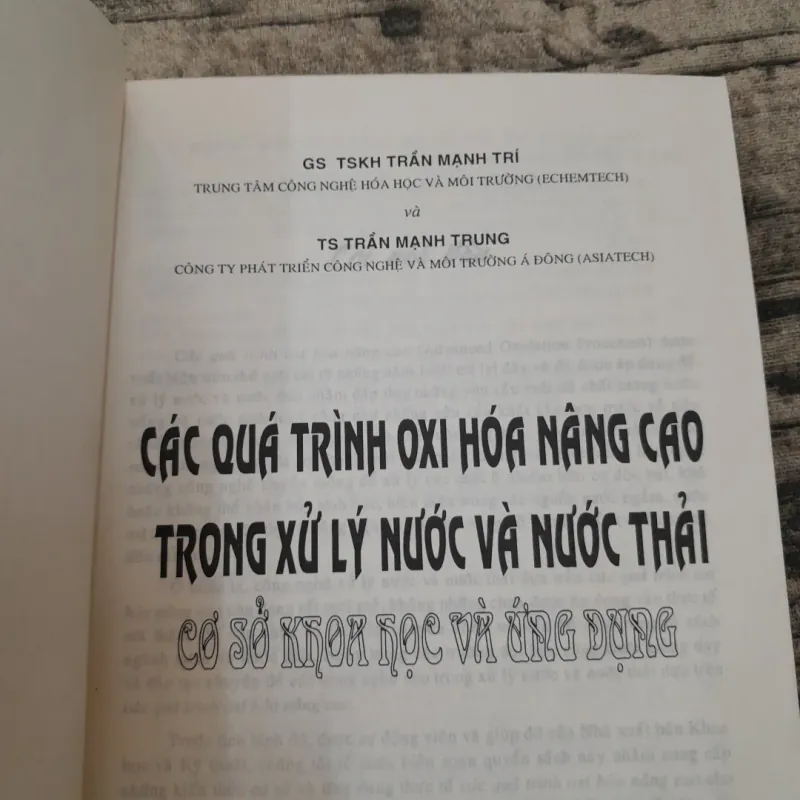Quá trình OXY HÓA NÂNG CAO trong Xử lý Nước và Nước thải. Giáo sư TSKH Trần Mạnh Trí  577706