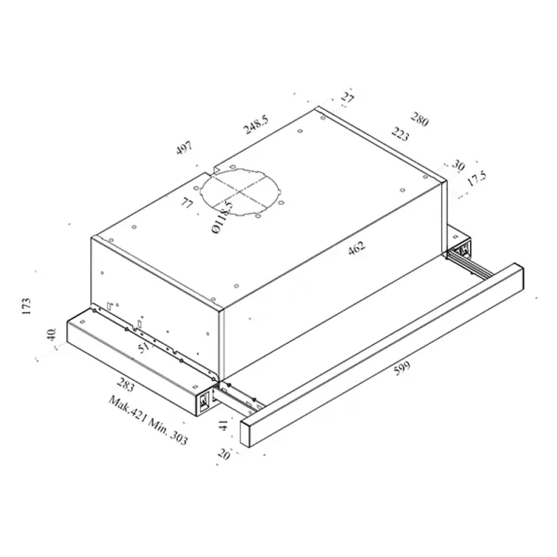 Máy Hút Mùi Âm Tủ 3AF3-641B Kính Đen 60cm: Công Suất 430m³/h, TỐI ƯU DIỆN TÍCH 591908