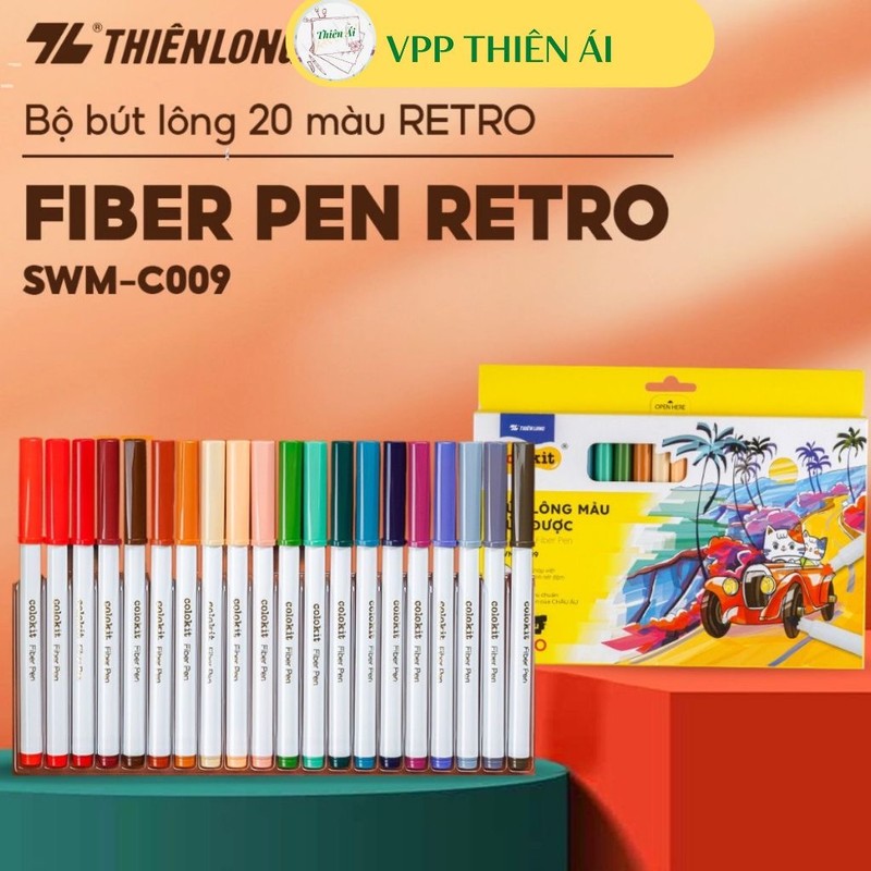 Bút lông màu Fiber Pen 20 màu Retro Thiên Long Colokit rửa được SWM-C009 178099