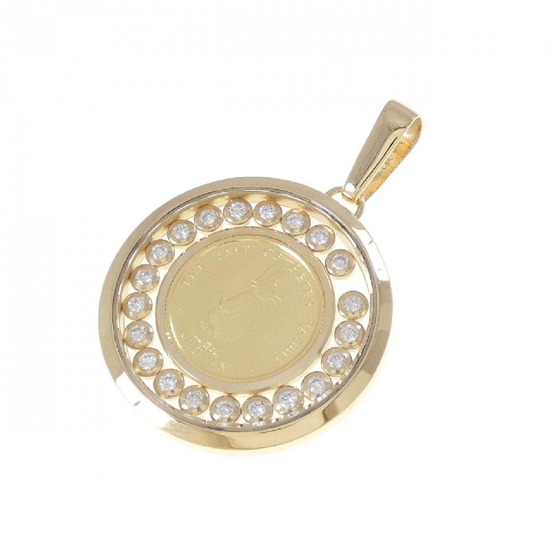 K18YG(khung) Dây chuyền đồng xu kim cương 0.39CT - Hàng hiệu Chính hãng 870515