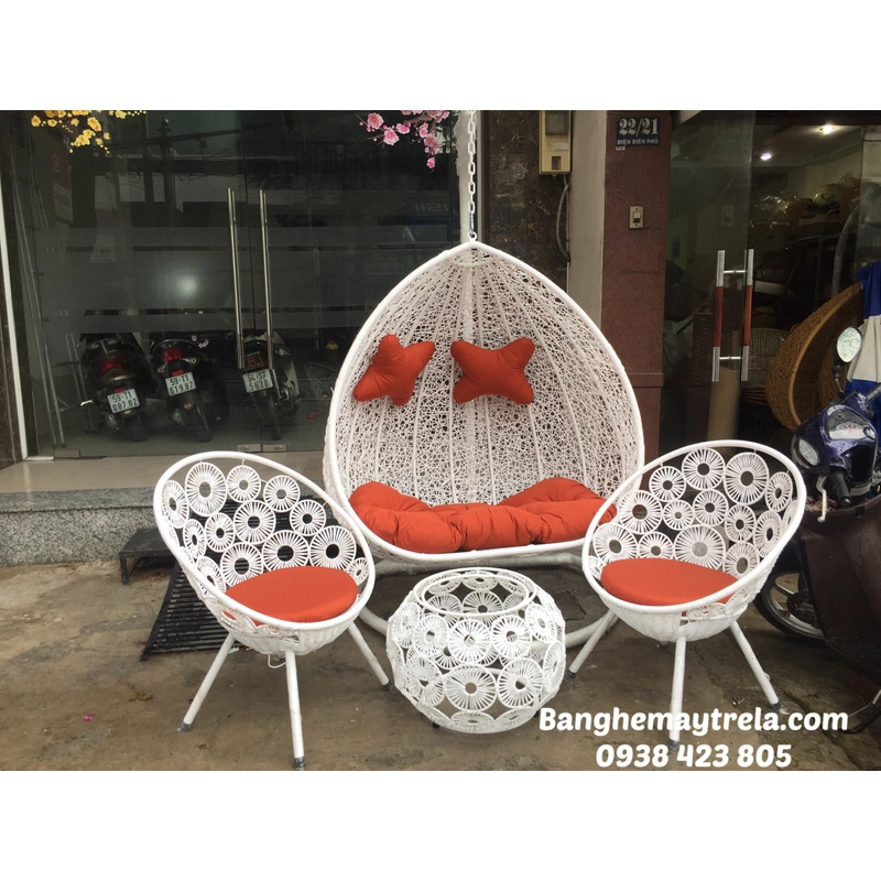 Ghế xích đu đôi mây nhựa treo ban công 492928