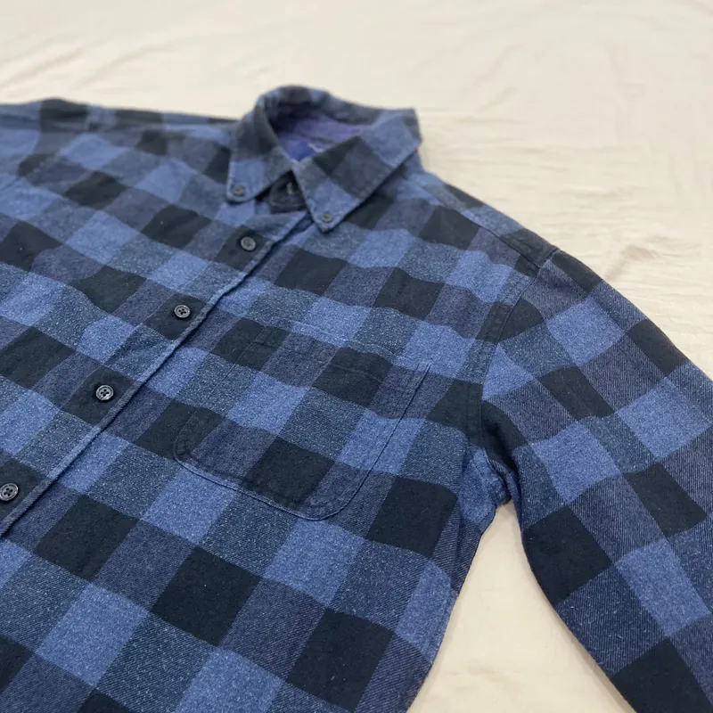 Áo sơ mi xanh caro có đáp gấu tay Pazini slimfit size 42 729086