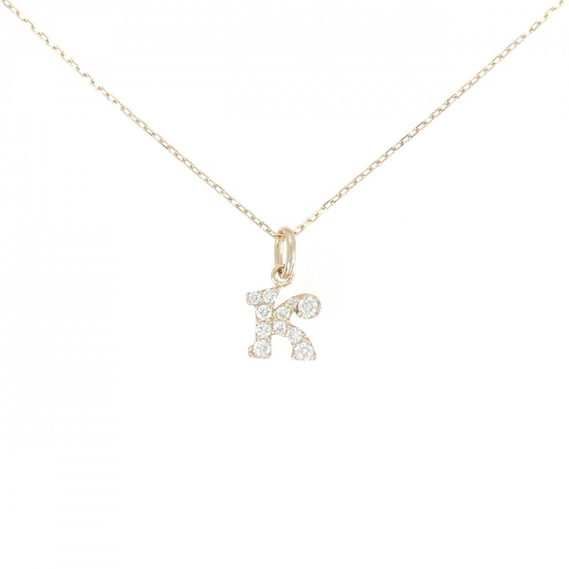 K18PG Chữ cái K Dây chuyền kim cương 0.11CT - Hàng hiệu Chính hãng 859089