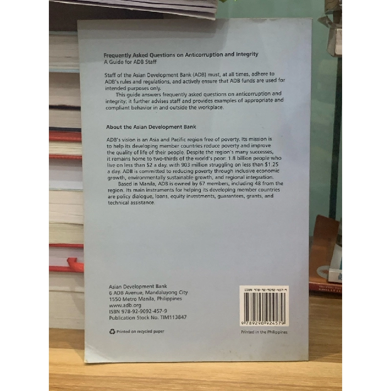 FREQUENTLY ASKED QUESTIONS ON ANTICORRUPTION AND INTEGRITY -Asian Development Bank 728026