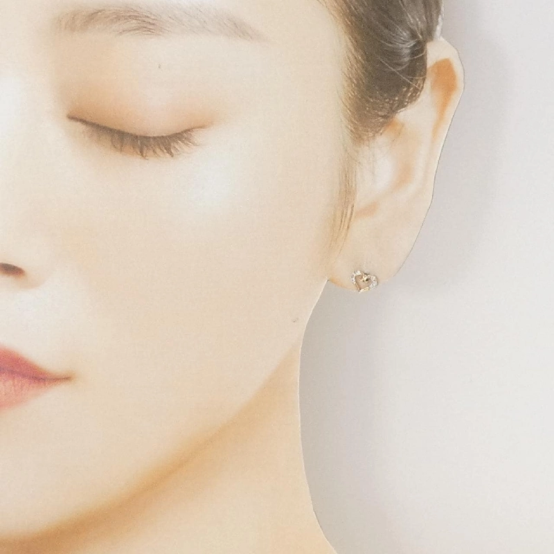 K10PG Bông tai hình trái tim kim cương 0.06CT - Hàng hiệu Chính hãng 867631