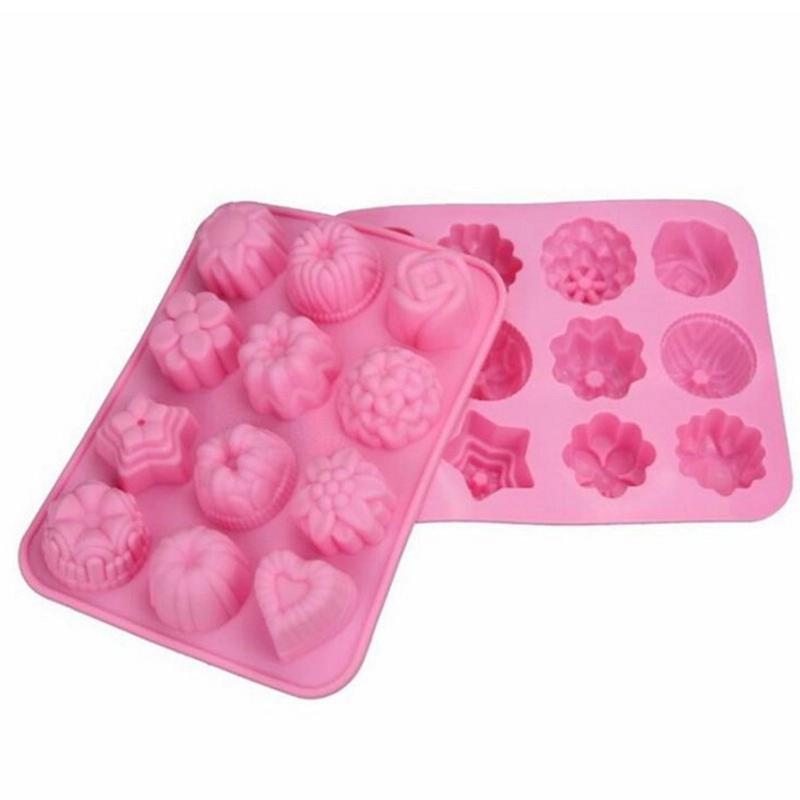 Khuôn silicon làm bánh, rau câu, socola 12 hoa tổng hợp - Mã số 1096 338220