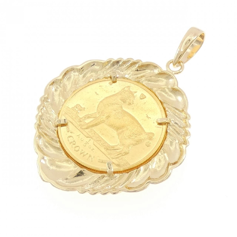 K18YG(枠) Đồng xu mặt dây chuyền - Hàng hiệu Authentic 865421