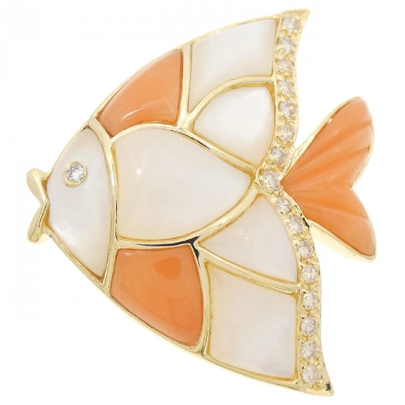 K18YG Cá Đuôi Vàng Đá Màu Brooch - Hàng hiệu Chính hãng 873798