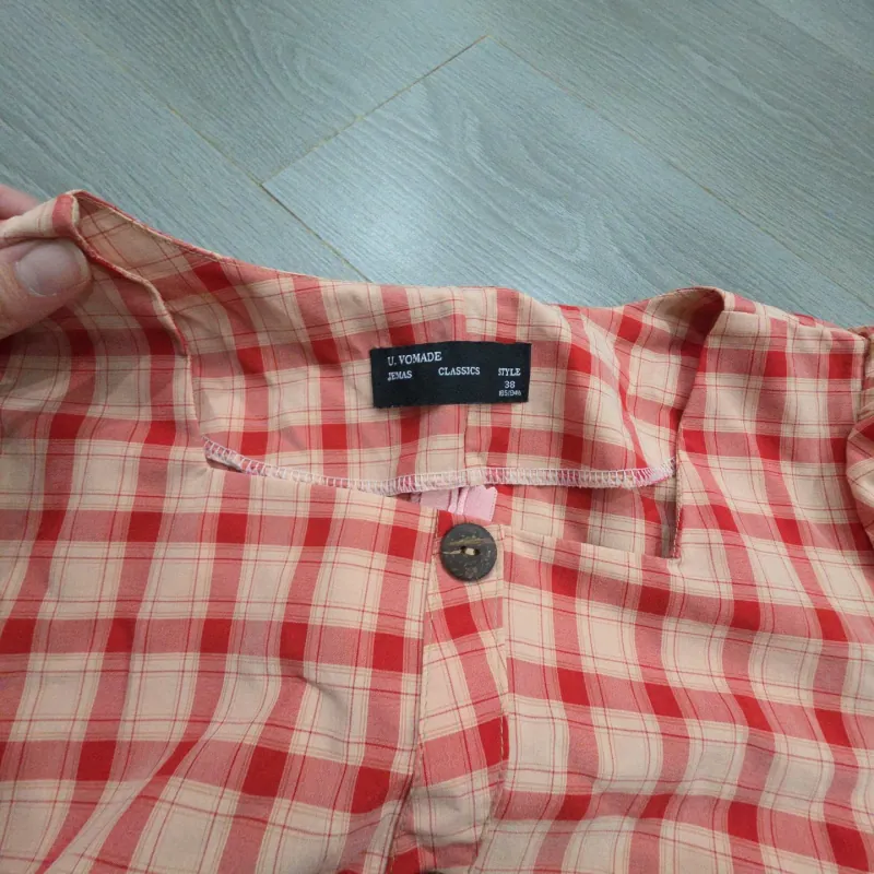 Áo sơ mi kiểu croptop đỏ caro 971878