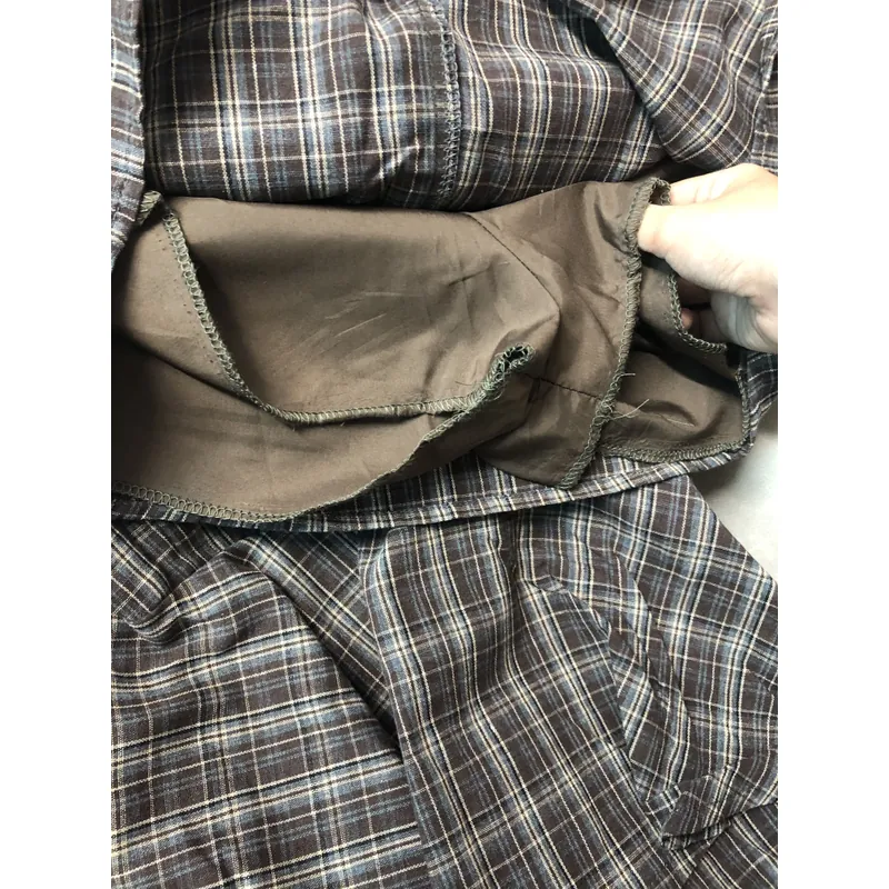 Set áo yếm ORLA dáng xòe kèm chân váy caro chữ A  731294