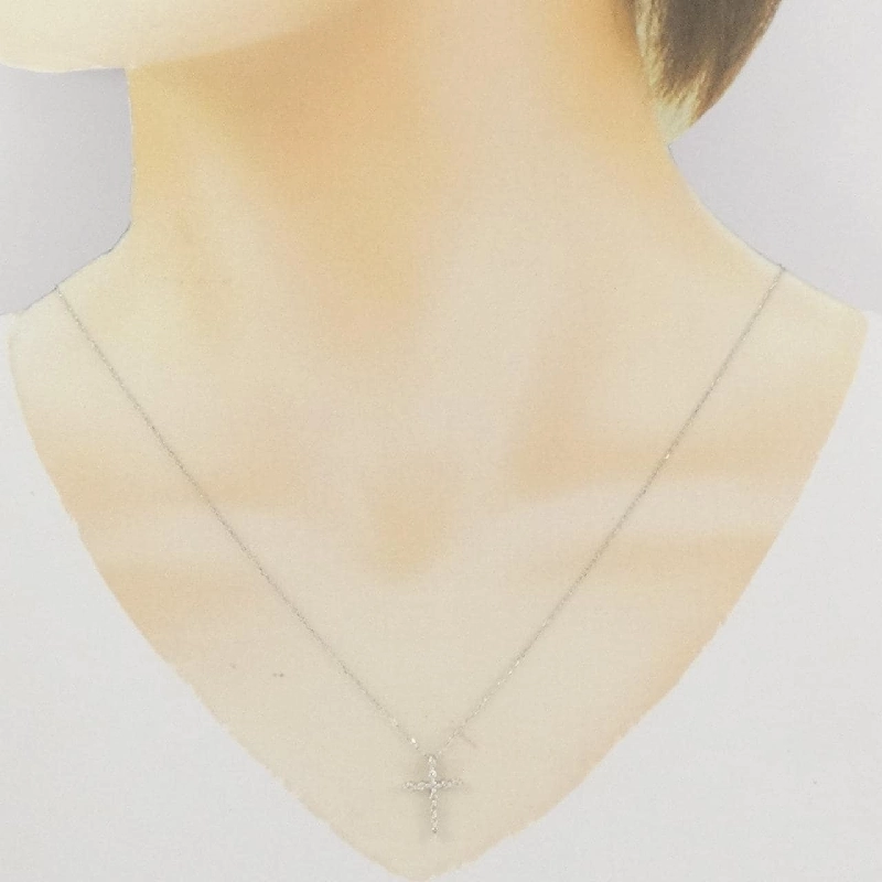 K18WG Dây chuyền kim cương chéo 0.15CT - Hàng hiệu Chính hãng 867317