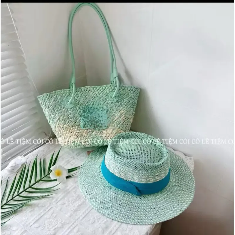 Bọ đôi mũ và túi xách cói 1031038