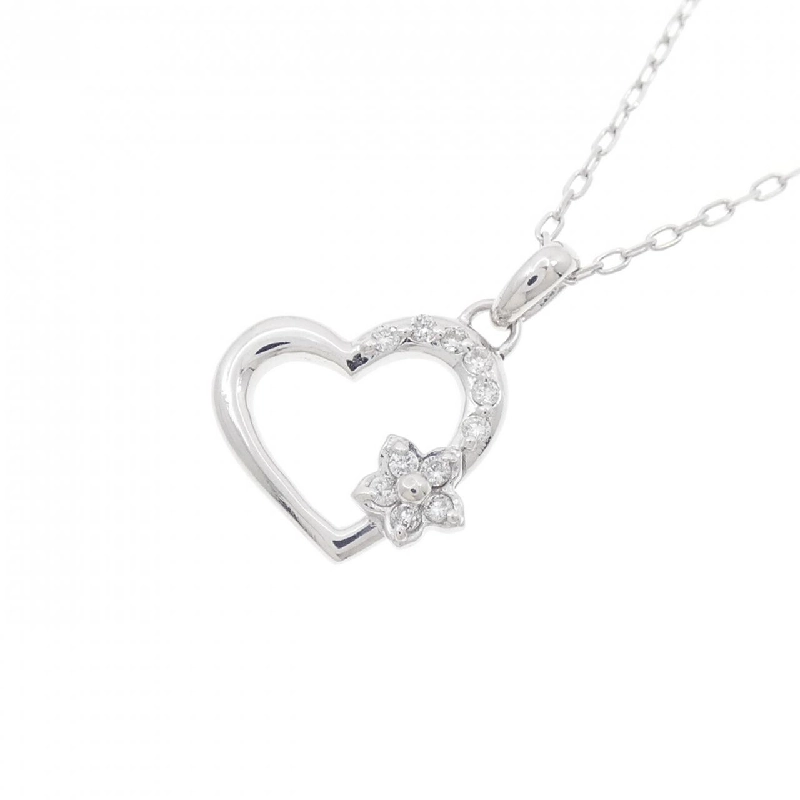 K18WG Mặt Dây Chuyền Hình Tim × Hoa Kim Cương 0.07CT - Hàng hiệu Chính hãng 862890