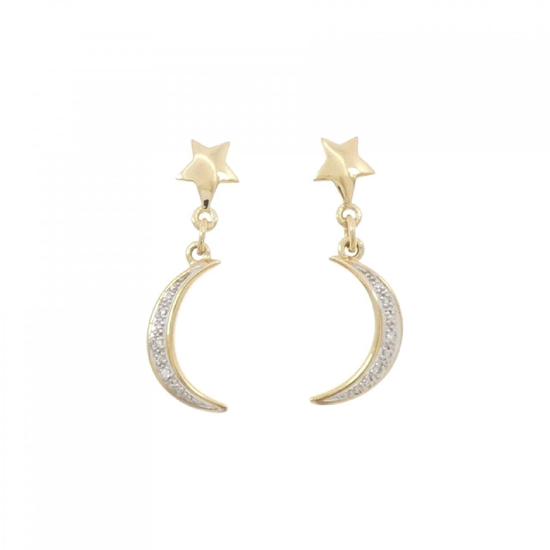 K18YG/K18WG Sao × Mặt trăng Bông tai Kim cương 0.04CT - Hàng hiệu Chính hãng 868851