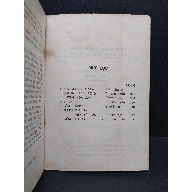Tác phẩm tuyển chọn mới 80% bẩn bìa, ố vàng, nhăn gáy 1997 HCM2110 Dương Hướng VĂN HỌC 917774