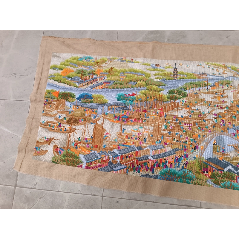 Tranh thêu chữ thập thành phẩm Cô Tô Phồn Hoa Đồ 225x70cm 495669