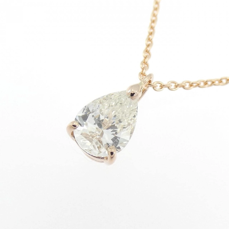 K18PG Dây chuyền kim cương 0.529CT J SI2 hình giọt nước - Hàng hiệu Authentic 879923