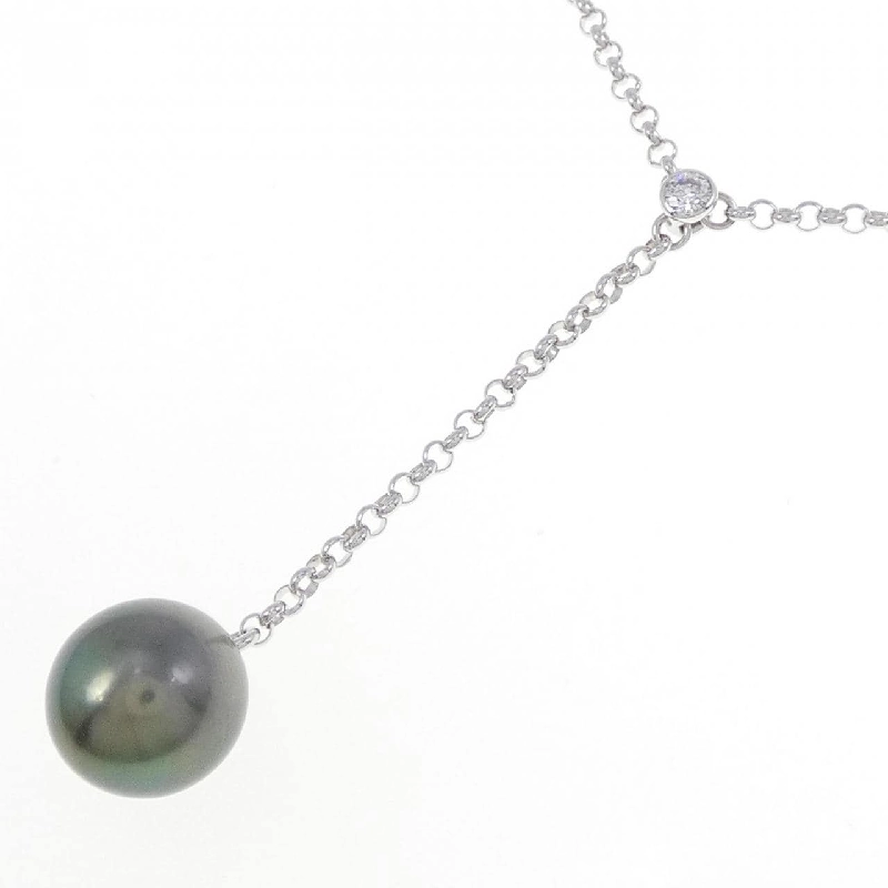 K18WG Ngọc trai đen dây chuyền 9.1mm - Hàng hiệu Chính hãng 855899