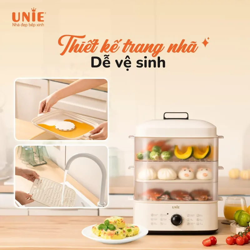 Nồi hấp UNIE UE560 dung tích lớn 18L, 3 tầng hấp 779732