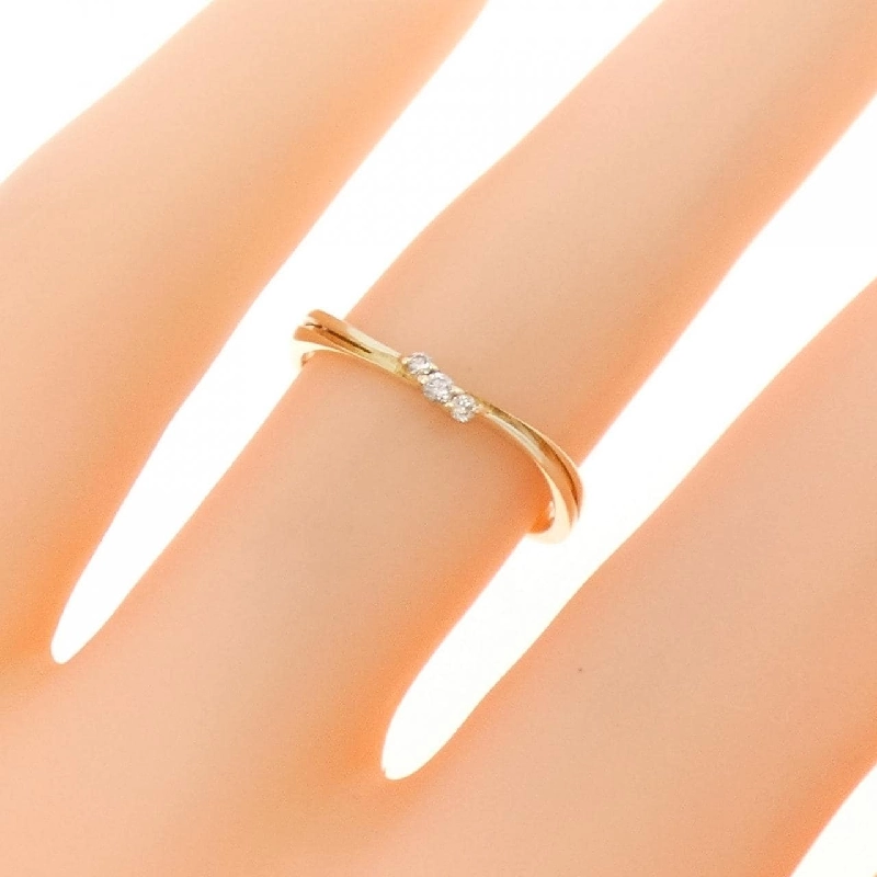 Nhẫn kim cương ba viên K10YG/K10WG - Hàng hiệu Authentic 848853