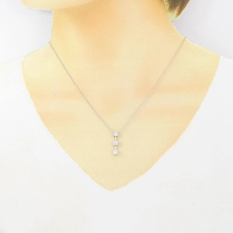 K18WG Dây chuyền kim cương ba viên 0.54CT - Hàng hiệu Authentic 864912