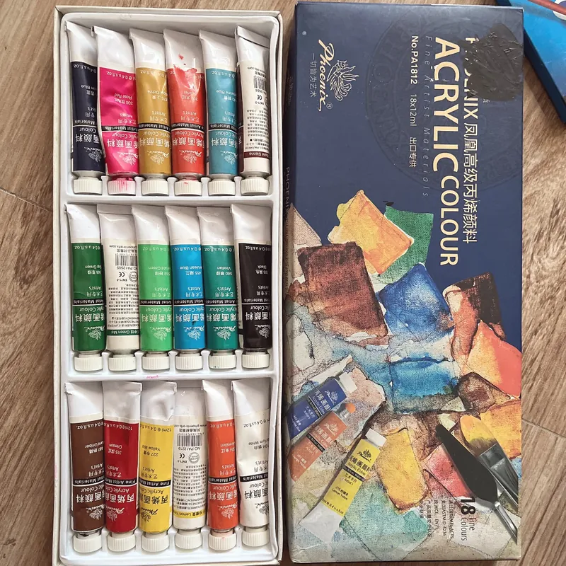 (2hand) Combo bút màu nước + màu nước + màu acrylic đã qua sử dụng  737059