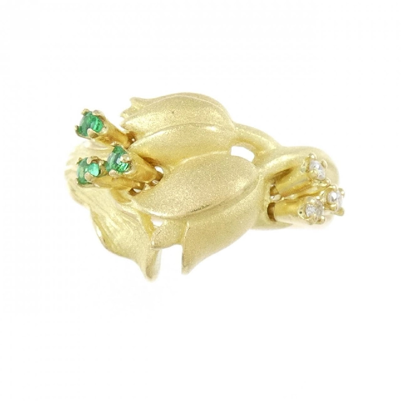Nhẫn ngọc lục bảo K18YG hoa 0.06CT 671619