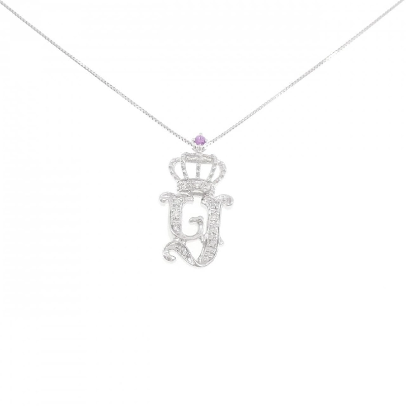 K18WG Chữ cái Y × Vương miện Sapphire Dây chuyền 0.02CT - Hàng hiệu Chính hãng 859811