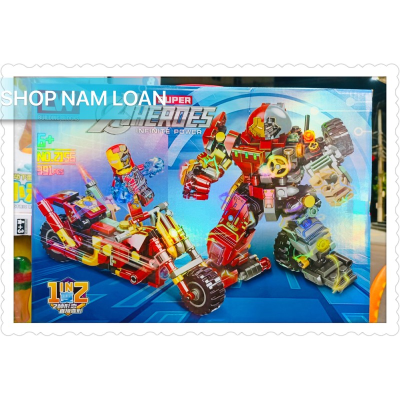 Đồ chơi lắp ráp 2in1 robot siêu anh hùng super heroes và xe máy LW 2156 164207