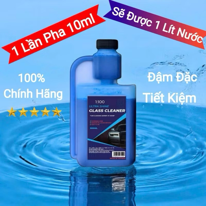 Nước Rửa Kính Ô Tô Chuyên Dụng GLASS CLEANER 1Lít,Tỉ Lệ Pha 1:100 Tiết Kiệm 452646