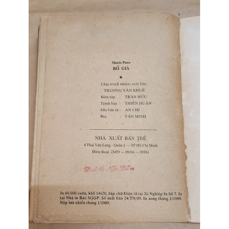 Tác phẩm VH kinh điển: BỐ GIÀ (Mario Puzo) - NXB Trẻ 1989, 519 trang 731773