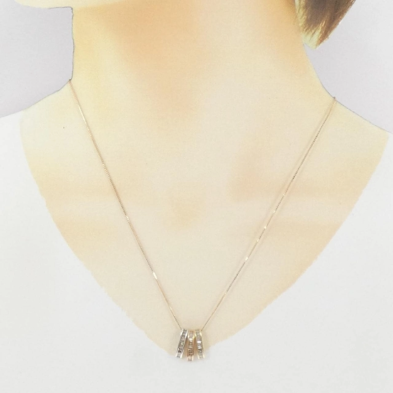 Dây chuyền kim cương ba màu K18 0.56CT - Hàng hiệu Authentic 857661