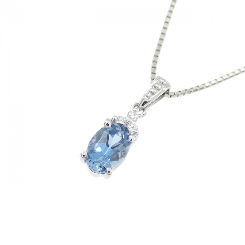 Dây chuyền aquamarine PT900/PT850 0.43CT - Hàng hiệu Authentic 855611