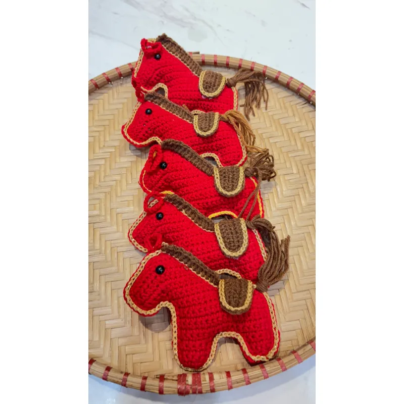 Đồ trang trí Tết Bính Ngọ 2026 con ngựa làm thủ công bằng len, búp bê ngựa bằng len 756055