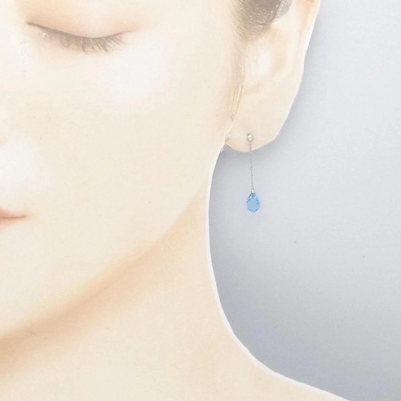 PT900 Blue Topaz Earrings - Hàng hiệu Authentic 868143