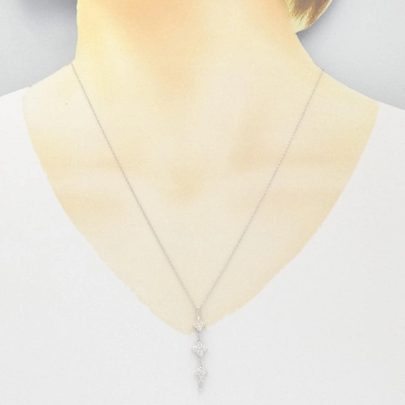 K18WG 2WAY Hoa Đá Quý Kim Cương Dây Chuyền 0.50CT - Hàng hiệu Chính hãng 862083